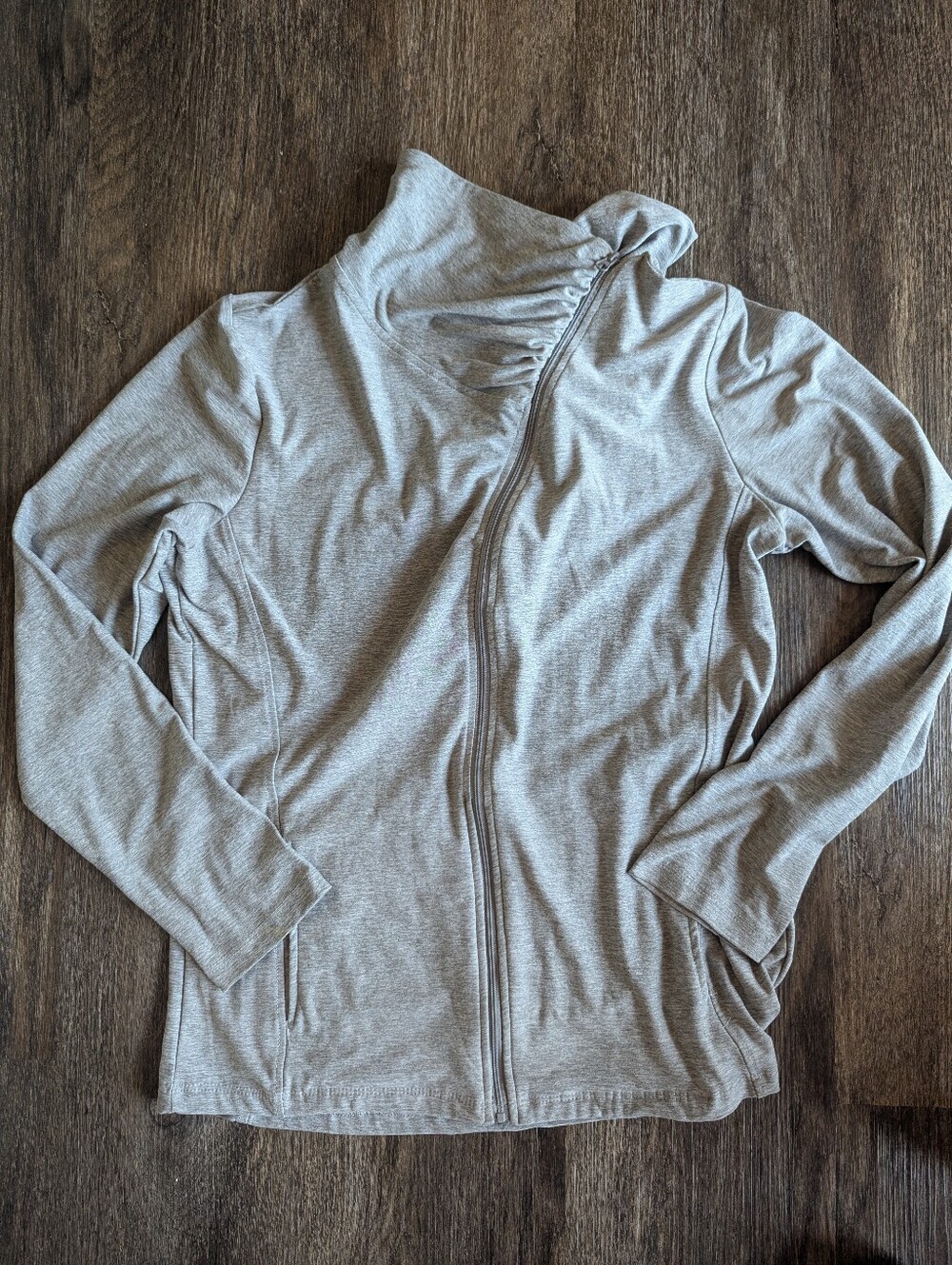 Jockey Light Gray Asymmetrical Zip Utility Jacket Medium